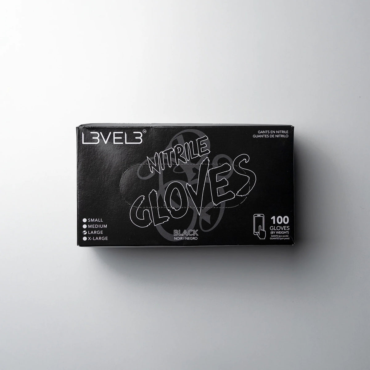 L3VEL3 Professional Nitrile Gloves – Black (100 Pack)