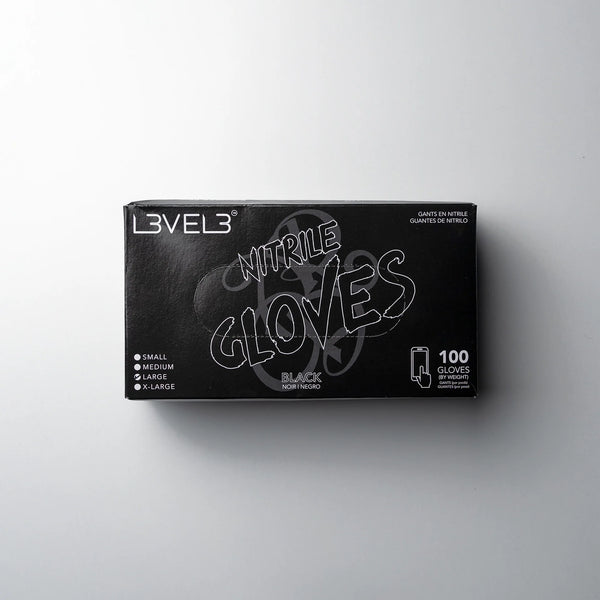 L3VEL3 Professional Nitrile Gloves – Black (100 Pack)