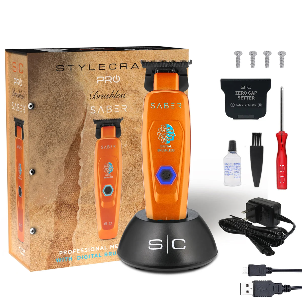 StyleCraft Saber 2 Orange clipper and trimmer bundle